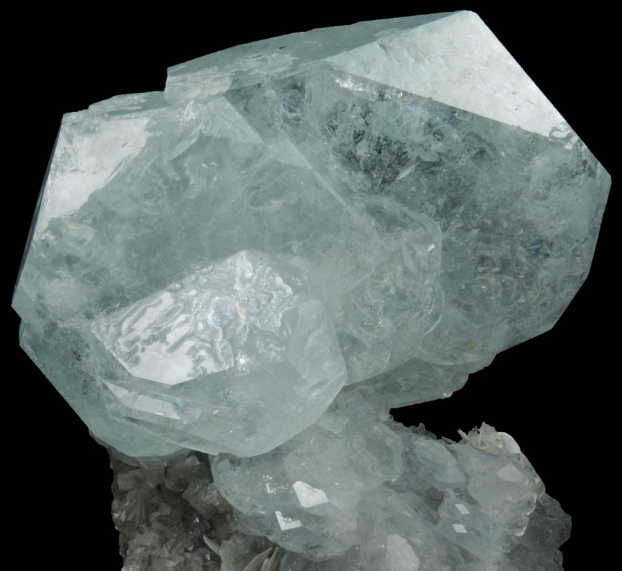 Beryl var. Aquamarine on Muscovite from Xuebaoding Mountain, near Pingwu, Sichuan Province, China