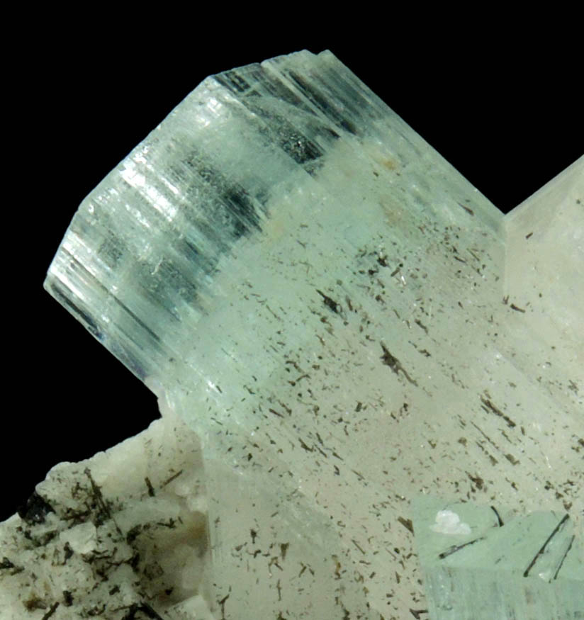 Beryl (zoned Aquamarine-Morganite crystals) with Schorl Tourmaline from Baha, Braldu Valley, Baltistan, Gilgit-Baltistan, Pakistan