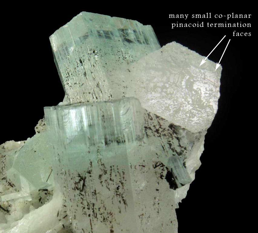 Beryl (zoned Aquamarine-Morganite crystals) with Schorl Tourmaline from Baha, Braldu Valley, Baltistan, Gilgit-Baltistan, Pakistan