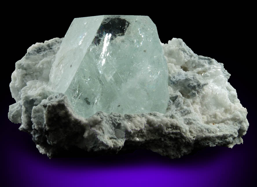 Beryl var. Aquamarine in Albite with Muscovite from Kalah, Kunar Province, Afghanistan