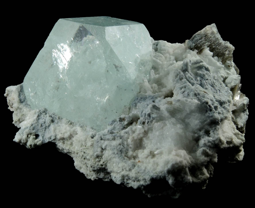 Beryl var. Aquamarine in Albite with Muscovite from Kalah, Kunar Province, Afghanistan