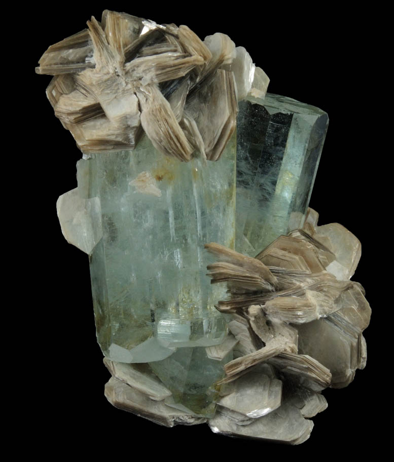 Beryl var. Aquamarine in Muscovite from Chumar Bakhoor, Nagar, Gilgit-Baltistan, Pakistan