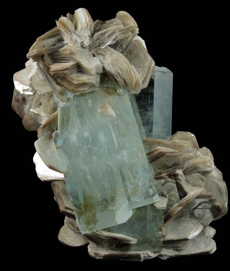 Beryl var. Aquamarine in Muscovite from Chumar Bakhoor, Nagar, Gilgit-Baltistan, Pakistan