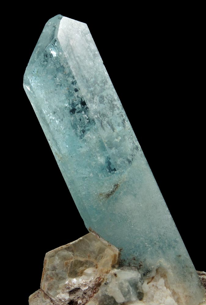 Beryl var. Aquamarine in Albite with Muscovite from Mimoso do Sul, Espirito Santo, Brazil