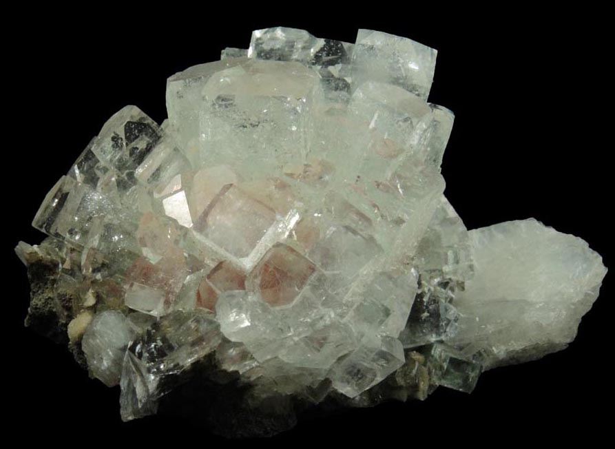 Fluorapophyllite-(K) (formerly known as Apophyllite) and Stilbite over Thomsonite from Rahuri, Nagar District, Maharashtra, India