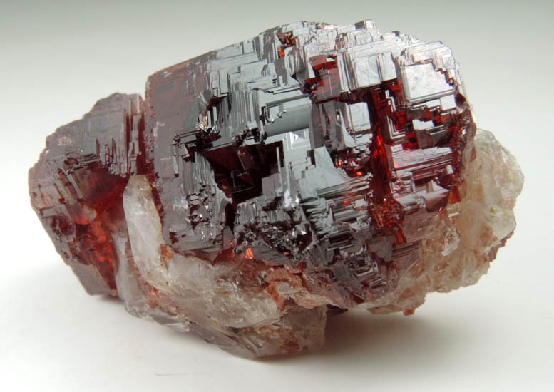 Spessartine Garnet and Quartz from Lavra Navegadora, Penha do Norte, Minas Gerais, Brazil