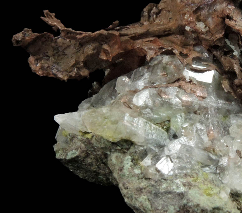 Copper (naturally crystallized native copper) with Calcite from Keweenaw Peninsula Copper District, Michigan