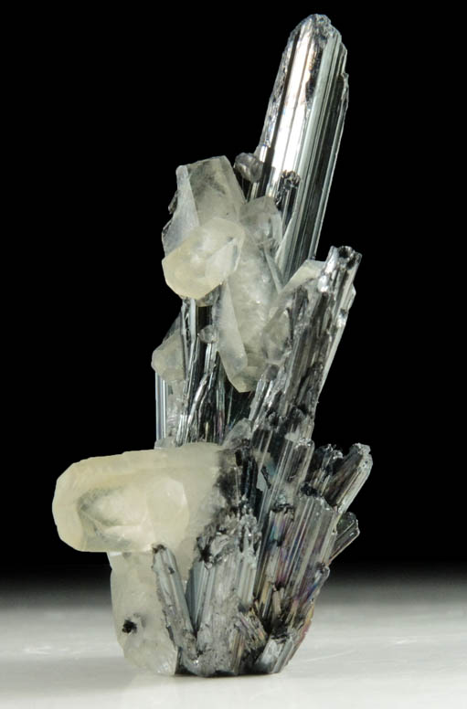 Stibnite with Calcite from San Martin, Zacatecas, Mexico