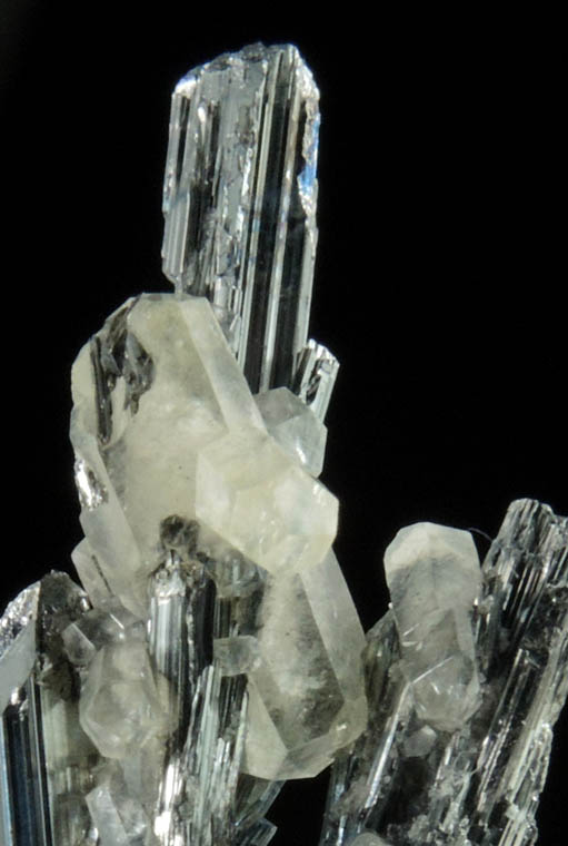 Stibnite with Calcite from San Martin, Zacatecas, Mexico