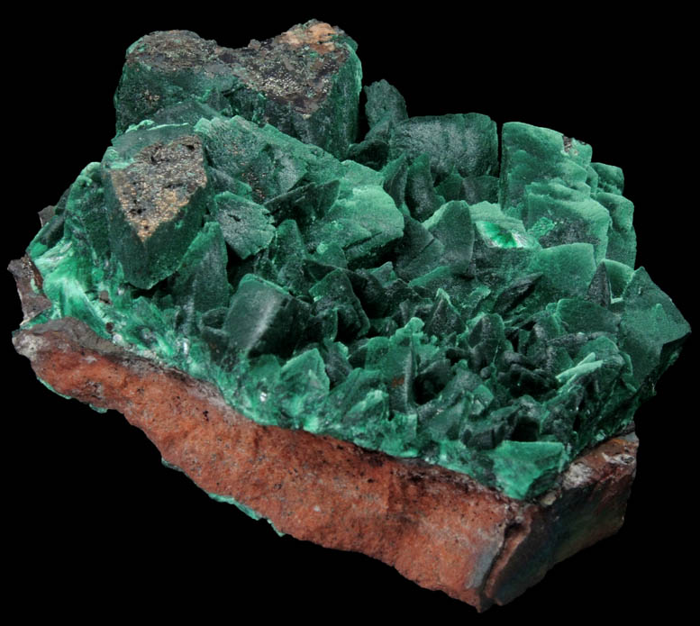 Chalcocite-Cuprite pseudomorphs after Azurite coated with Malachite from Milpillas Mine, Cuitaca, Sonora, Mexico