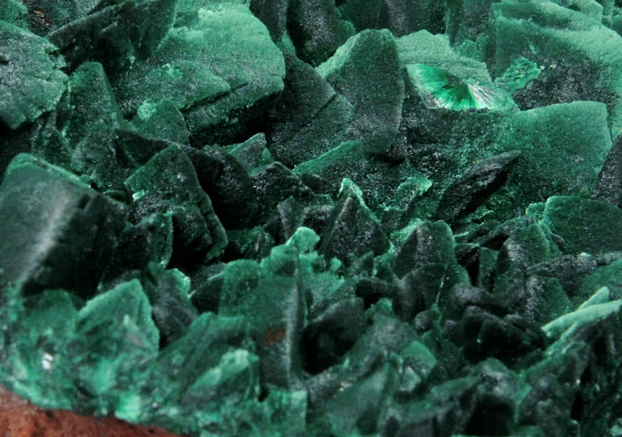 Chalcocite-Cuprite pseudomorphs after Azurite coated with Malachite from Milpillas Mine, Cuitaca, Sonora, Mexico