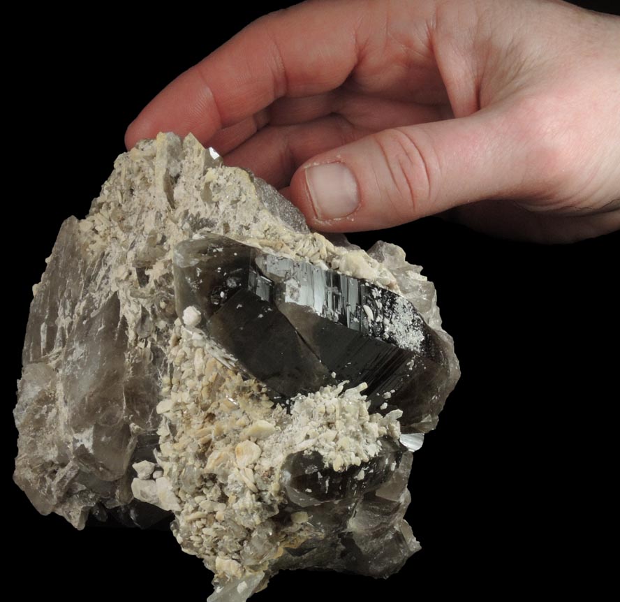 Quartz var. Smoky Quartz with Albite-Microcline from North Moat Mountain, Bartlett, Carroll County, New Hampshire