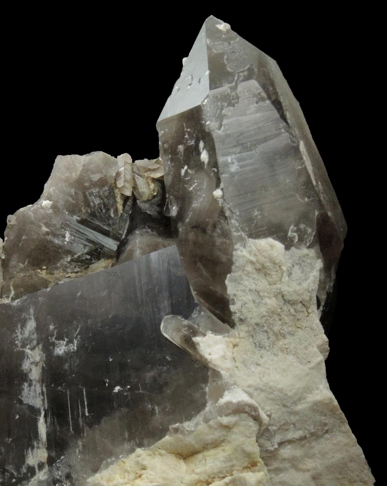 Quartz var. Smoky Quartz in Albite-Microcline from North Moat Mountain, Bartlett, Carroll County, New Hampshire