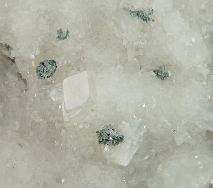 Babingtonite, Calcite, Heulandite on Quartz from Prospect Park Quarry, Prospect Park, Passaic County, New Jersey