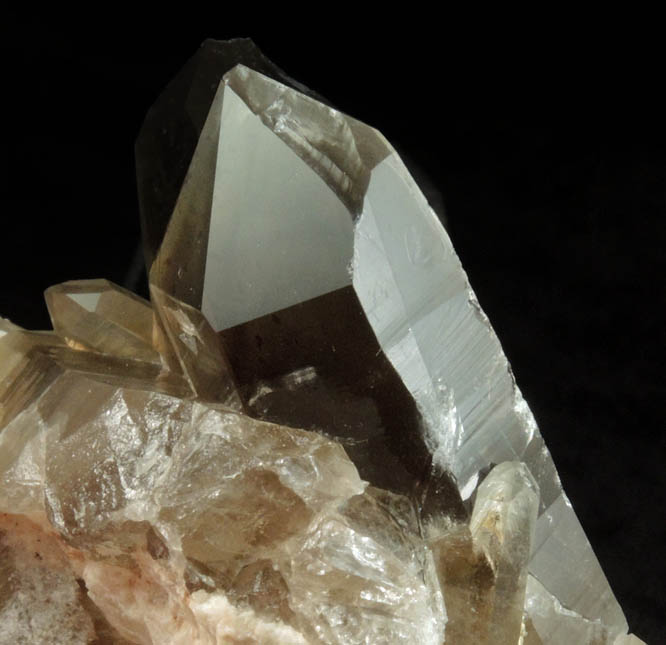 Quartz var. Smoky Quartz on Albite-Microcline from North Moat Mountain, Bartlett, Carroll County, New Hampshire