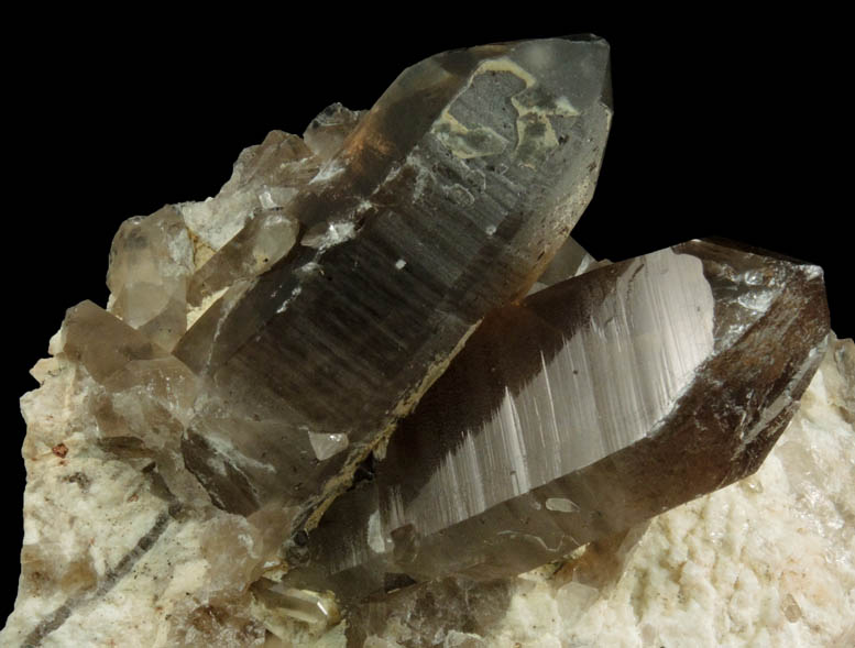 Quartz var. Smoky Quartz on Albite-Microcline from North Moat Mountain, Bartlett, Carroll County, New Hampshire