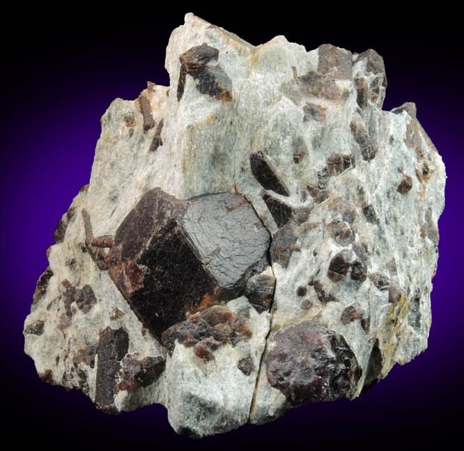 Almandine Garnet with Staurolite from Green's Farm, 750 m. ESE of Roxbury Falls, Roxbury, New Haven County, Connecticut