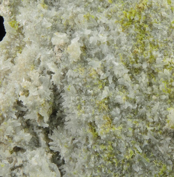 Pyromorphite on Quartz pseudomorphic molds after Barite from Brookdale Mine, Phoenixville District, Chester County, Pennsylvania