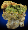Pyromorphite with Wulfenite on Quartz from Brookdale Mine, Phoenixville District, Chester County, Pennsylvania