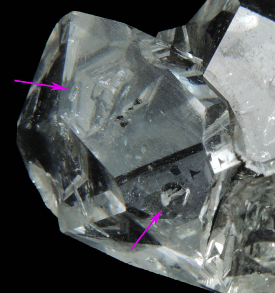 Quartz var. Herkimer Diamond with fluid inclusions (enhydro) from Diamond Acres (Hastings Farm), Fonda, Montgomery County, New York