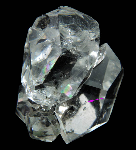 Quartz var. Herkimer Diamond with fluid inclusions (enhydro) from Diamond Acres (Hastings Farm), Fonda, Montgomery County, New York