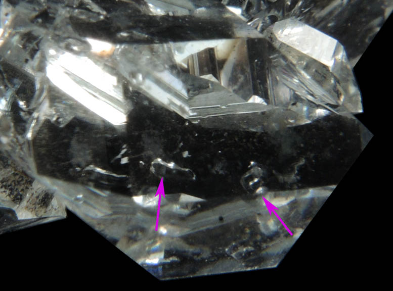 Quartz var. Herkimer Diamond with fluid inclusions (enhydro) from Diamond Acres (Hastings Farm), Fonda, Montgomery County, New York