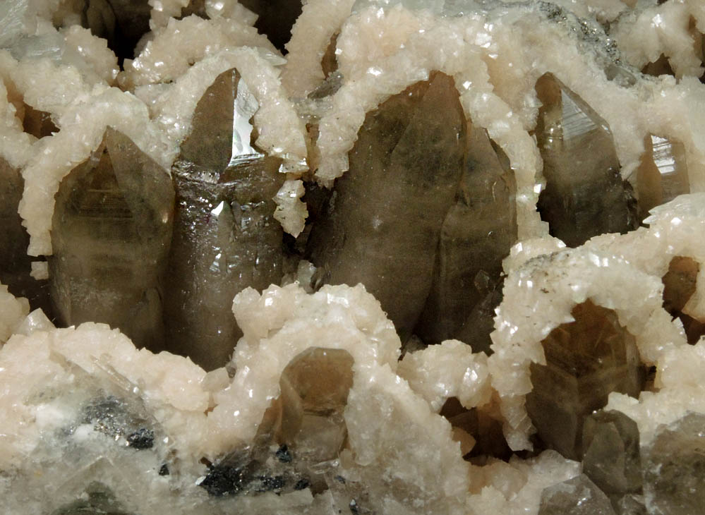 Dolomite and Calcite over Smoky Quartz from Cavnic Mine (Kapnikbanya), Maramures, Romania