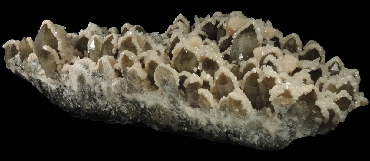 Dolomite and Calcite over Smoky Quartz from Cavnic Mine (Kapnikbanya), Maramures, Romania