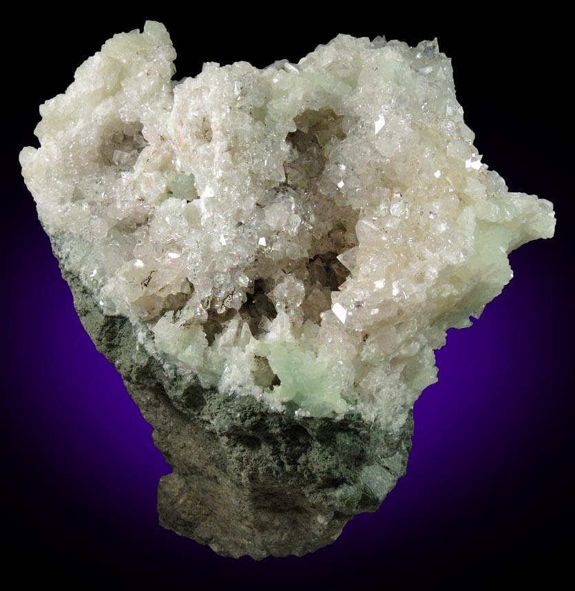 Apophyllite on Prehnite from O and G Industries Southbury Quarry, Southbury, New Haven County, Connecticut