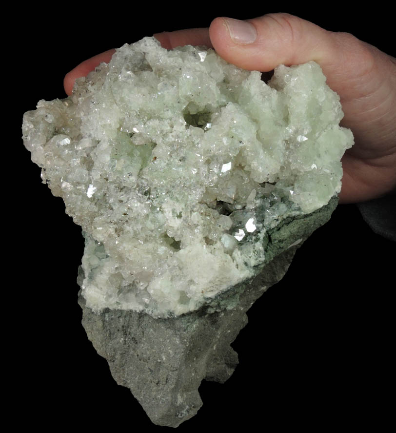 Apophyllite on Prehnite from O and G Industries Southbury Quarry, Southbury, New Haven County, Connecticut