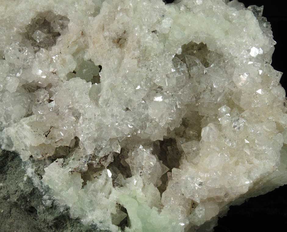 Apophyllite on Prehnite from O and G Industries Southbury Quarry, Southbury, New Haven County, Connecticut