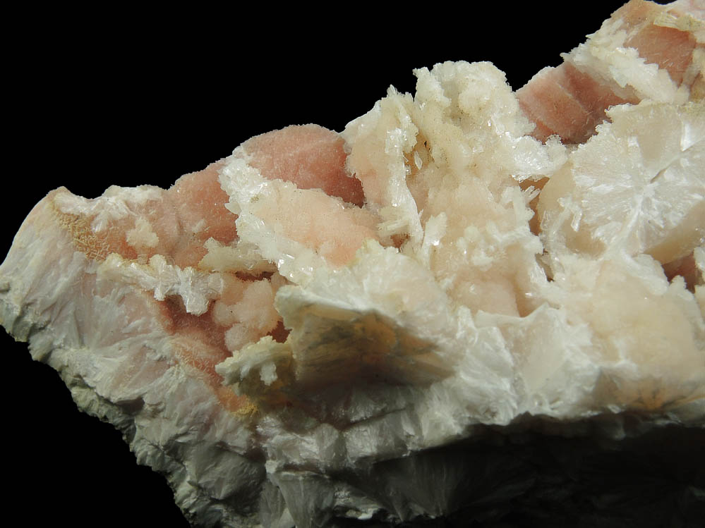 Pectolite (pink) with Apophyllite from Millington Quarry, State Pit, Bernards Township, Somerset County, New Jersey