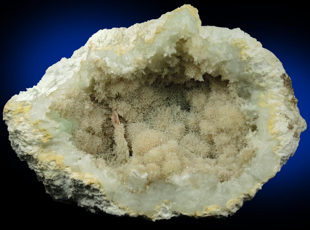 Pectolite on Datolite with Pyrite and Prehnite from Millington Quarry, State Pit, Bernards Township, Somerset County, New Jersey
