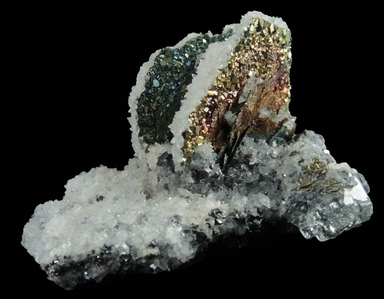 Pyrite pseudomorph after Pyrrhotite with Fluorite and Galena from Mina el Potosí, Santa Eulalia District, Aquiles Serdán, Chihuahua, Mexico