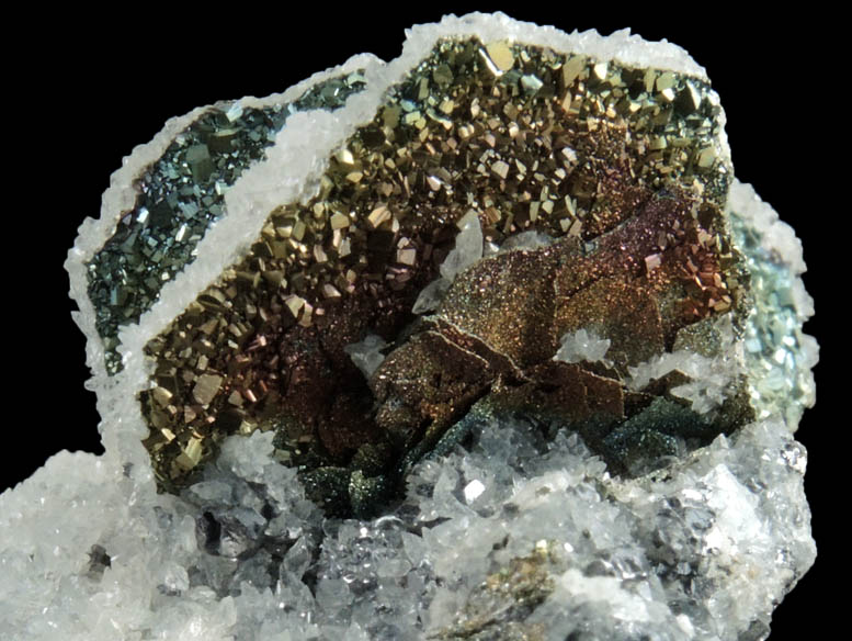 Pyrite pseudomorph after Pyrrhotite with Fluorite and Galena from Mina el Potosí, Santa Eulalia District, Aquiles Serdán, Chihuahua, Mexico