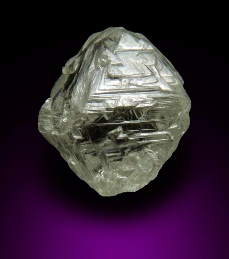 Diamond (2.65 carat gem-quality cuttable pale-yellow octahedral rough diamond) from Jericho Mine, Nunavut, Canada