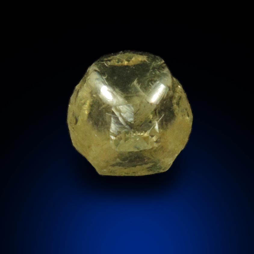 Diamond (1.61 carat cuttable yellow-green cubo-octahedral rough uncut diamond) from Jwaneng Mine, Naledi River Valley, Botswana