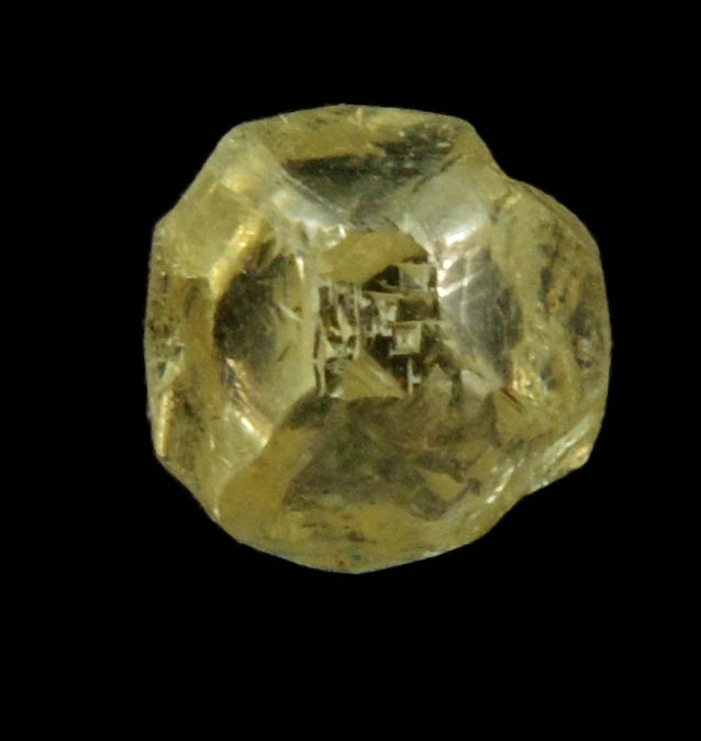 Diamond (1.61 carat cuttable yellow-green cubo-octahedral rough uncut diamond) from Jwaneng Mine, Naledi River Valley, Botswana