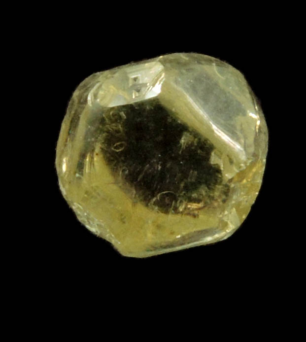 Diamond (1.61 carat cuttable yellow-green cubo-octahedral rough uncut diamond) from Jwaneng Mine, Naledi River Valley, Botswana