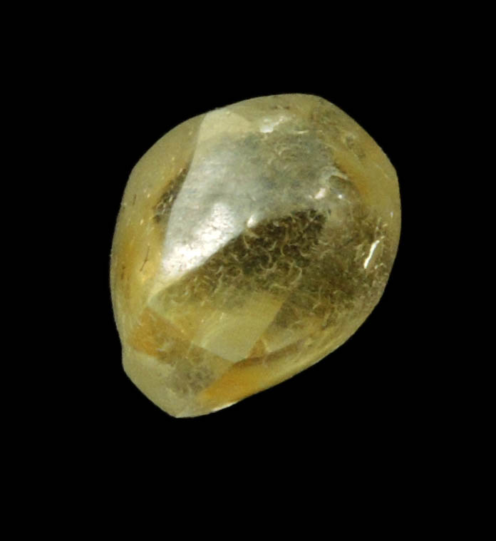 Diamond (1.67 carat fancy-yellow tetrahexahedral rough uncut diamond) from Jwaneng Mine, Naledi River Valley, Botswana