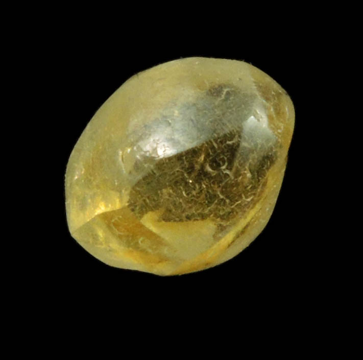Diamond (1.67 carat fancy-yellow tetrahexahedral rough uncut diamond) from Jwaneng Mine, Naledi River Valley, Botswana