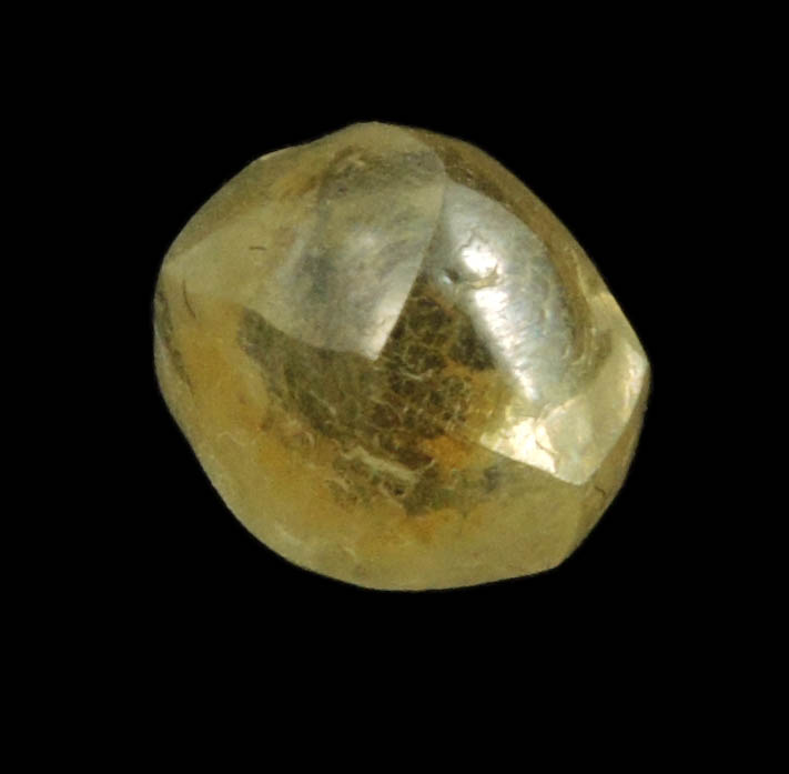 Diamond (1.67 carat fancy-yellow tetrahexahedral rough uncut diamond) from Jwaneng Mine, Naledi River Valley, Botswana