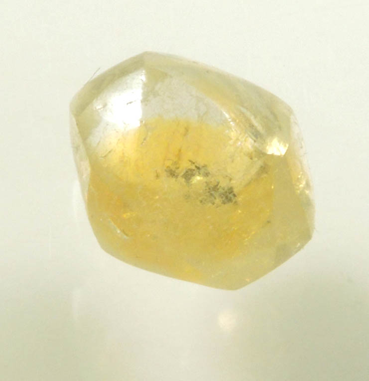 Diamond (1.67 carat fancy-yellow tetrahexahedral rough uncut diamond) from Jwaneng Mine, Naledi River Valley, Botswana