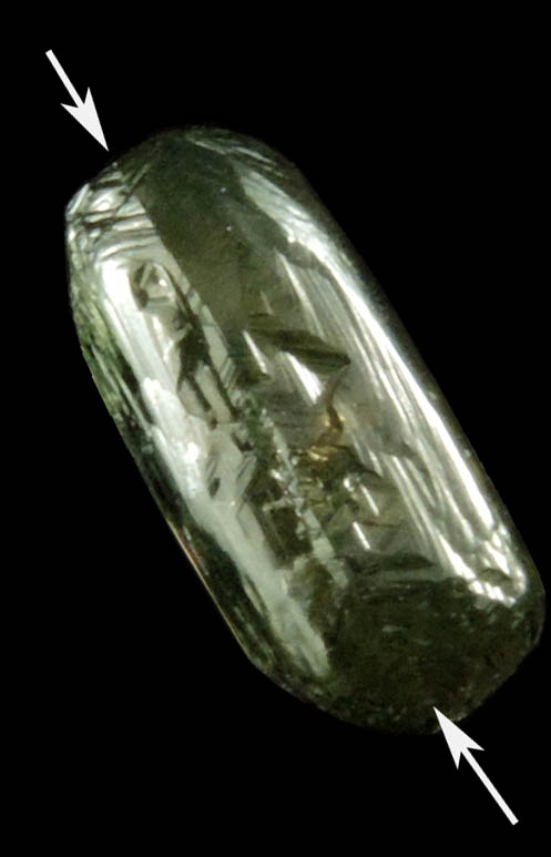 Diamond (1.92 carat green macle, twinned rough diamond) from east of Krouan, Guinea