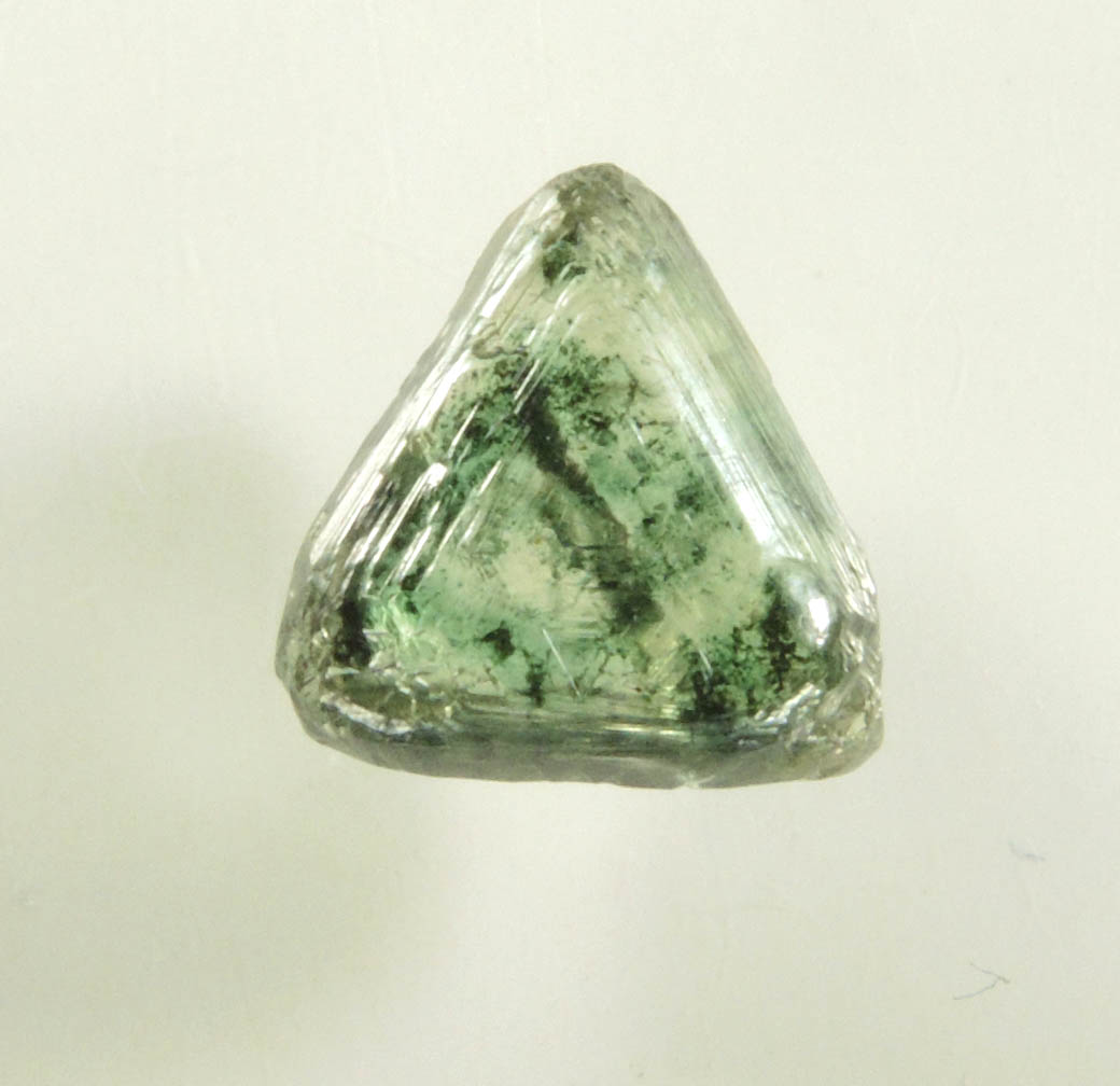 Diamond (1.92 carat green macle, twinned rough diamond) from east of Krouan, Guinea