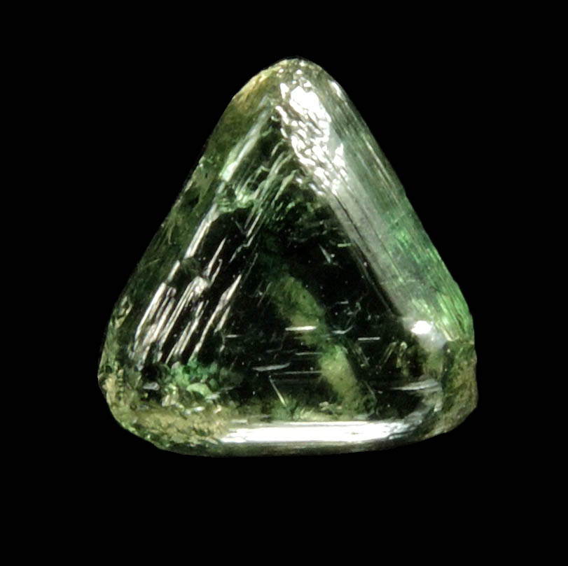 Diamond (1.92 carat green macle, twinned rough diamond) from east of Krouan, Guinea