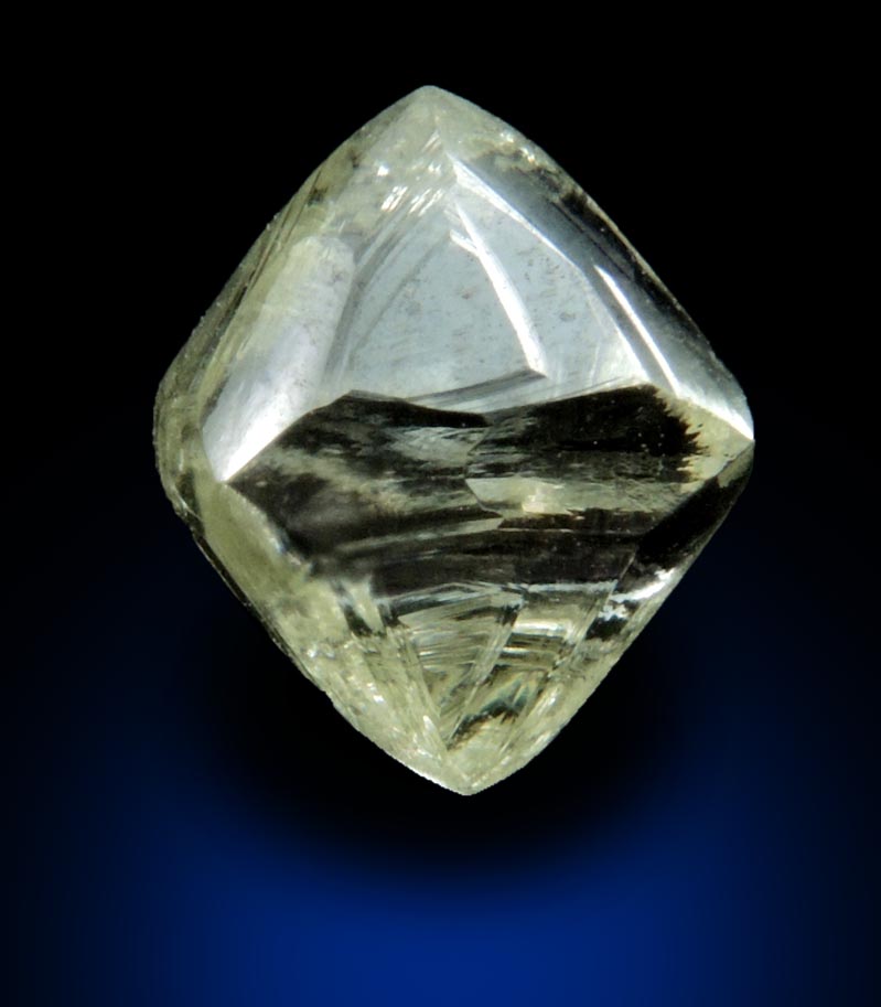 Diamond (1.76 carat cuttable flawless pale-yellow octahedral uncut diamond) from Matto Grosso, Brazil
