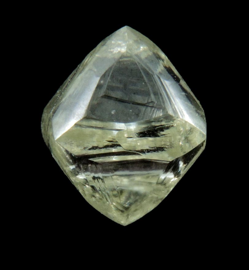 Diamond (1.76 carat cuttable flawless pale-yellow octahedral uncut diamond) from Matto Grosso, Brazil