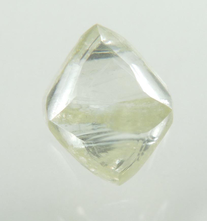 Diamond (1.76 carat cuttable flawless pale-yellow octahedral uncut diamond) from Matto Grosso, Brazil