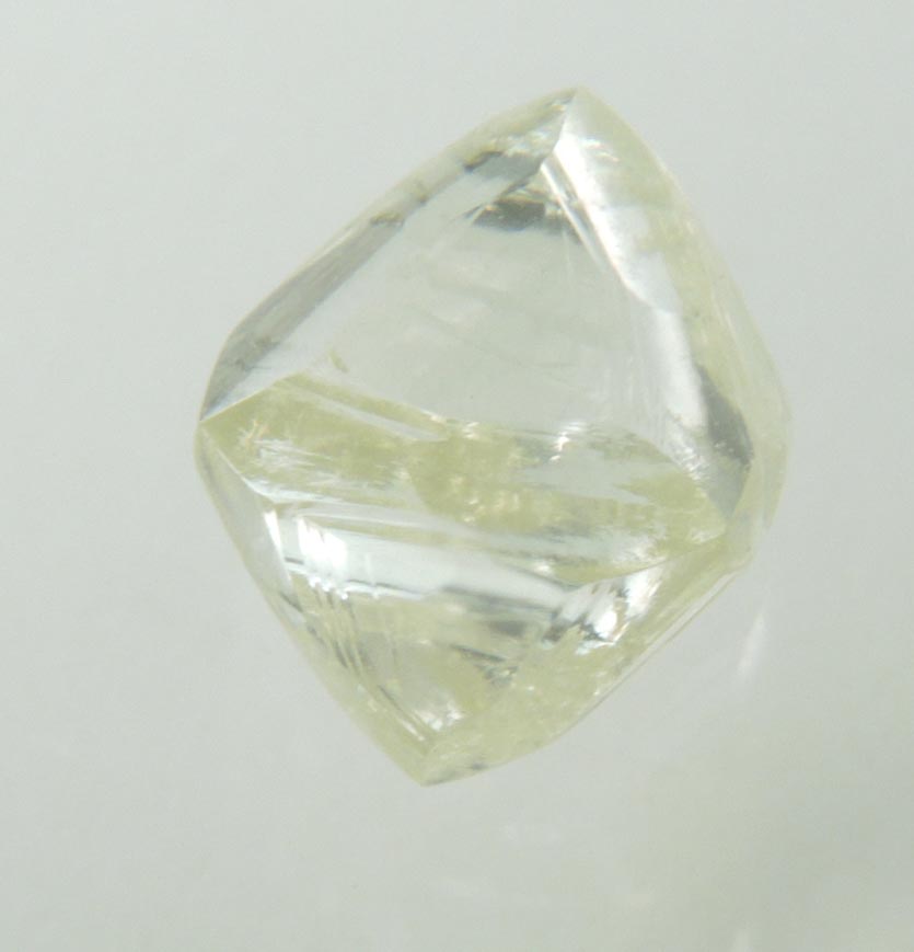 Diamond (1.76 carat cuttable flawless pale-yellow octahedral uncut diamond) from Matto Grosso, Brazil